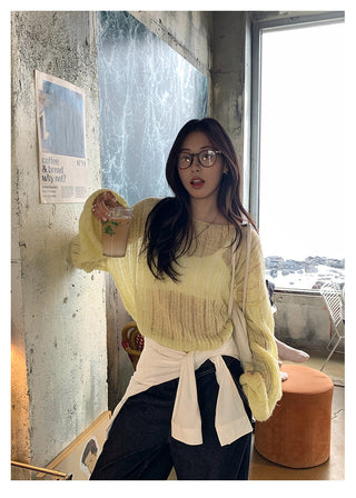 hollow knit top