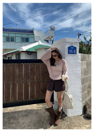 hollow knit top