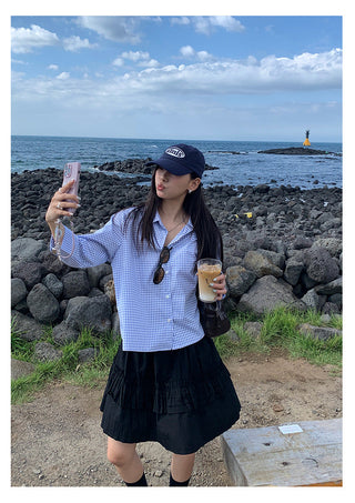 plaid polo top