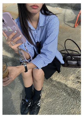 plaid polo top