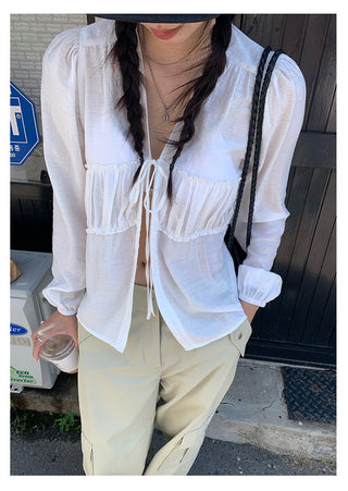 pleated puff top