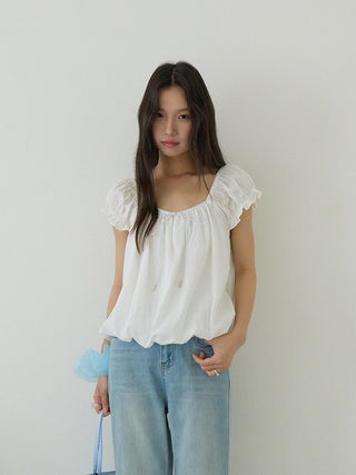 square collar Top