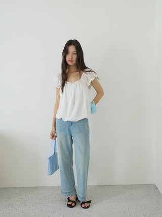 square collar Top