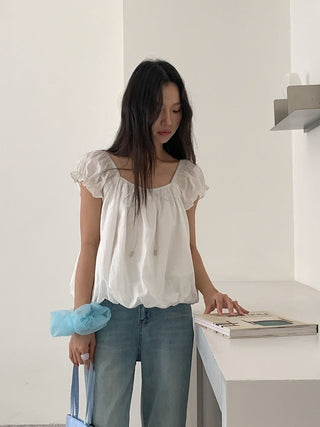 square collar Top
