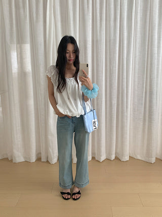square collar Top