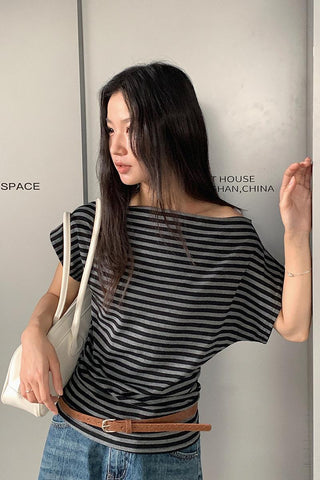 striped off-shoulder Top