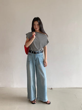 striped off-shoulder Top