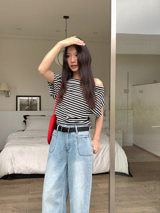 striped off-shoulder Top