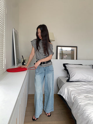 striped off-shoulder Top