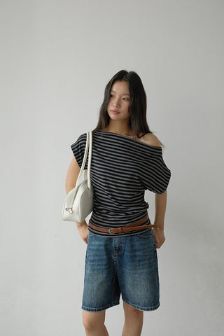 striped off-shoulder Top