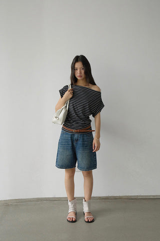 striped off-shoulder Top