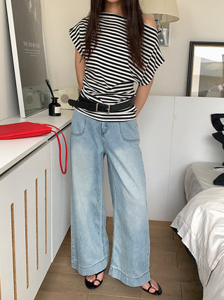 striped off-shoulder Top