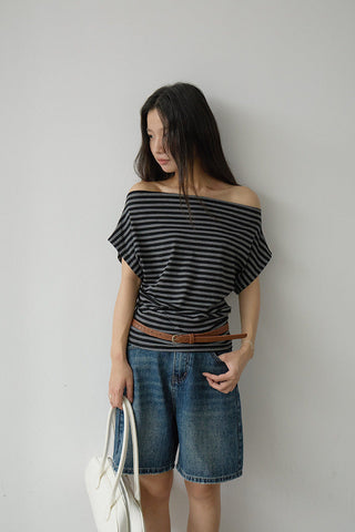 striped off-shoulder Top