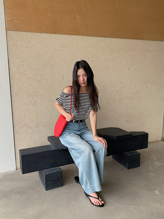 striped off-shoulder Top