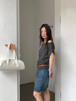 striped off-shoulder Top