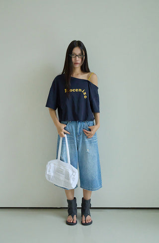 one-shoulder print Top