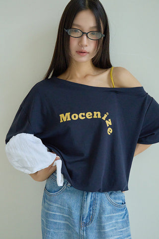 one-shoulder print Top