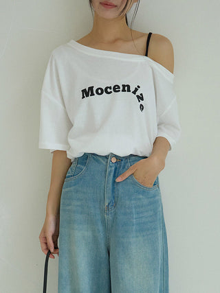 one-shoulder print Top