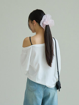 one-shoulder print Top
