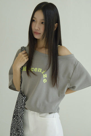 one-shoulder print Top