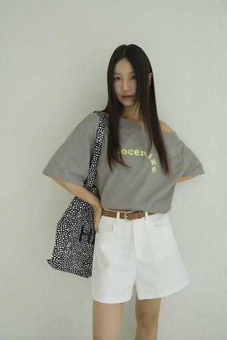 one-shoulder print Top