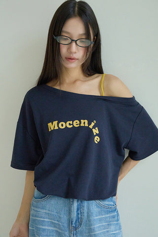 one-shoulder print Top