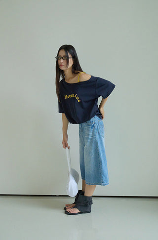 one-shoulder print Top