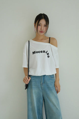 one-shoulder print Top