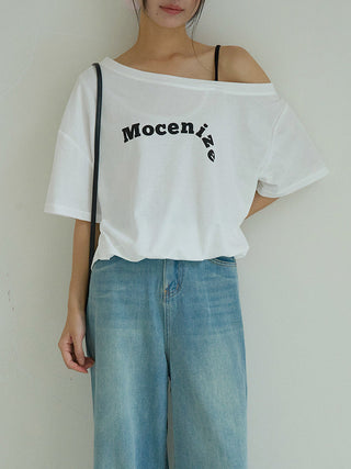 one-shoulder print Top