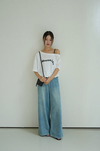 one-shoulder print Top