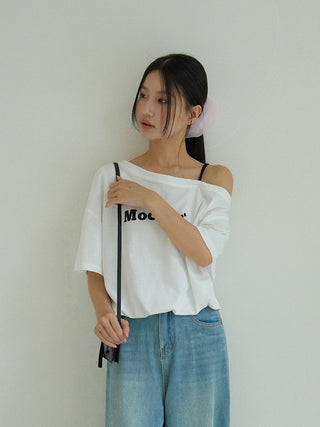 one-shoulder print Top