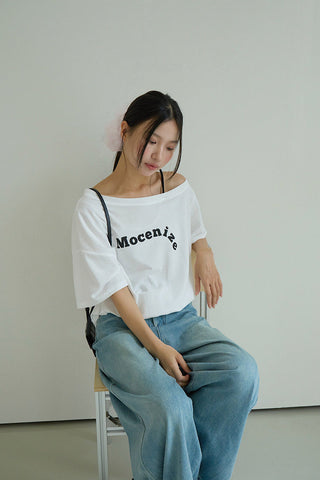 one-shoulder print Top