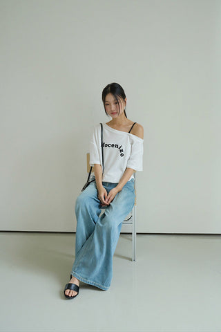 one-shoulder print Top