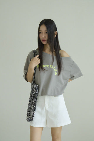 one-shoulder print Top