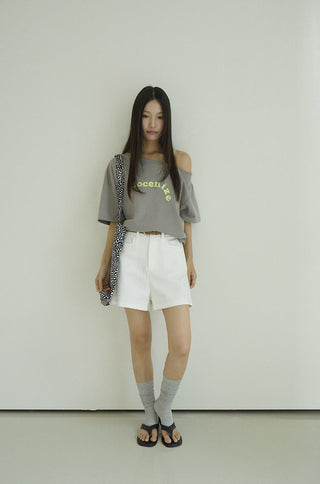 one-shoulder print Top
