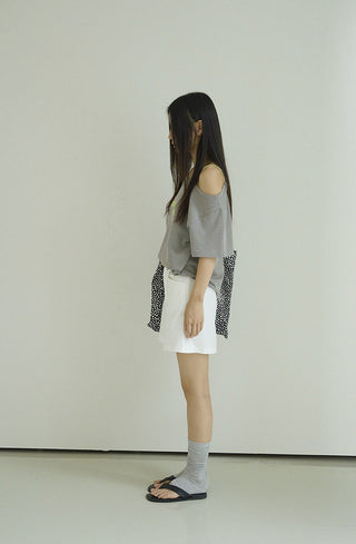 one-shoulder print Top