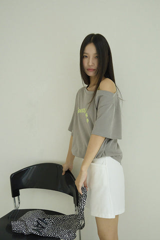 one-shoulder print Top