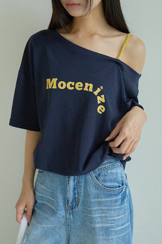 one-shoulder print Top