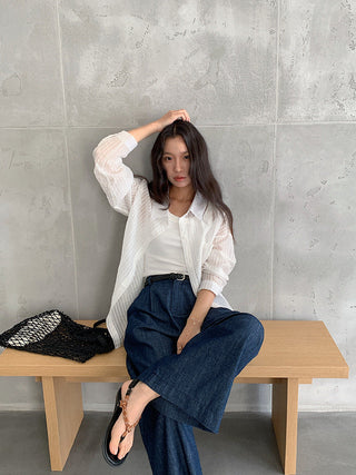 striped Tencel Top