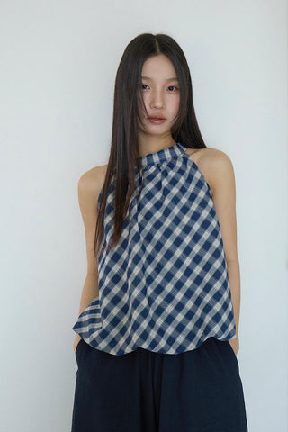 plaid puffy Top