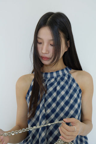 plaid puffy Top