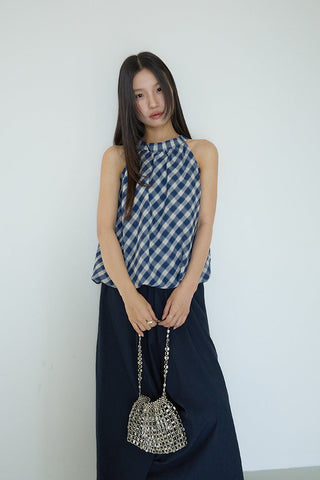 plaid puffy Top