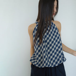 plaid puffy Top