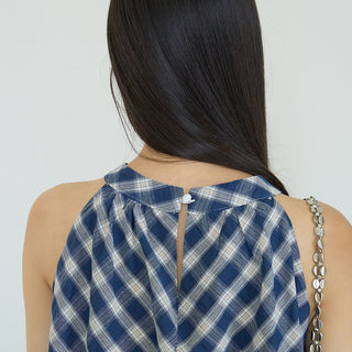 plaid puffy Top