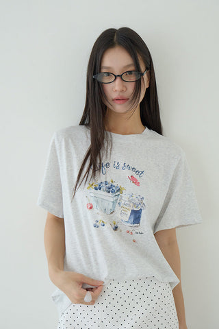 blueberry print Top