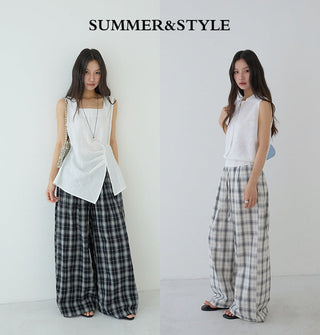 plaid wide pants