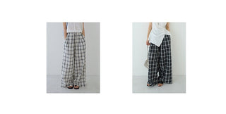 plaid wide pants