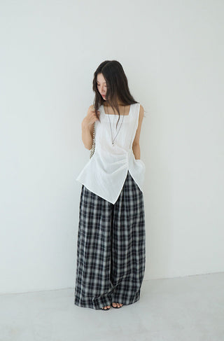 plaid wide pants