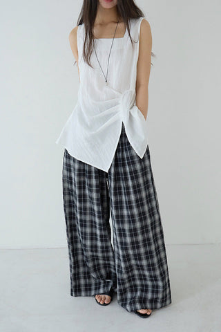 plaid wide pants