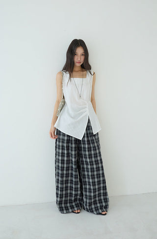 plaid wide pants